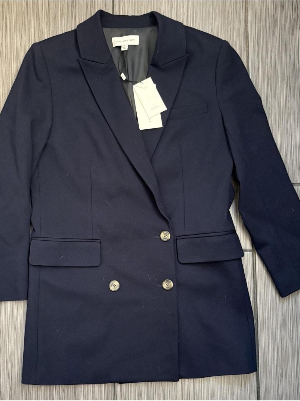 Something Navy Double-Breasted Wool Blend Blazer BRAND NEW WITH TAGS